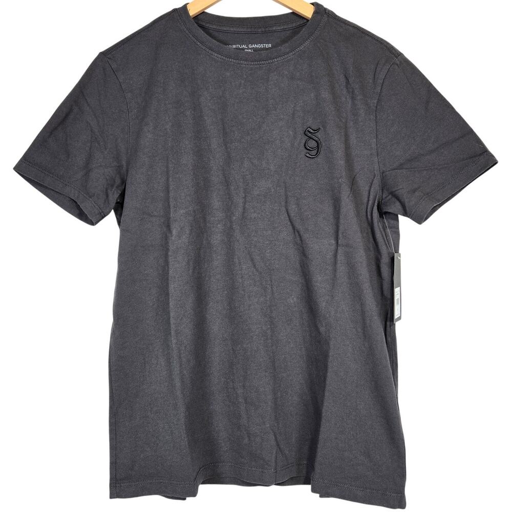Spiritual Gangster Monogram Short Sleeve T-Shirt Vintage Black S NWT